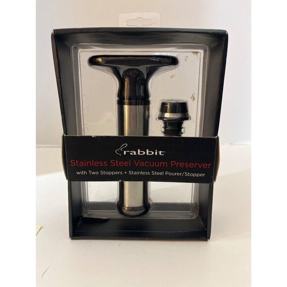 Rabbit Stainless Steel Vacuum Preserver With 2 Wine Stoppers New in Box - Picture 1 of 6
